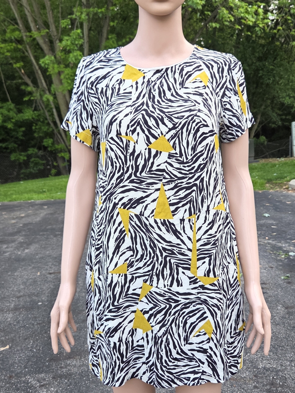 Vici Black and White Zebra Print Tunic with Yellow Accents
